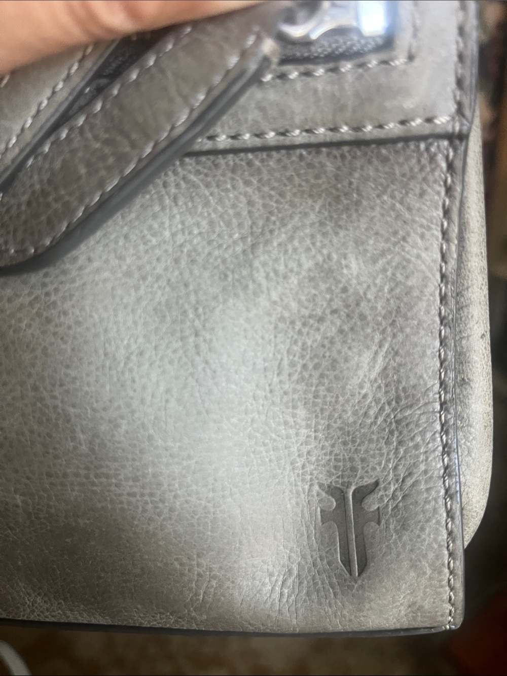 Frye Grey Leather Crossbody & Wristlet Bag with Zip Pocket
